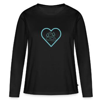 Étang au cœur - T-shirt manches longues Premium bio Femme - noir - Devant - Julia (174cm)