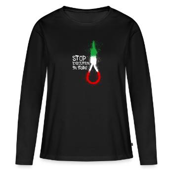 arrêter l’exécution en Iran,Iran, exécution, Iran libre - T-shirt manches longues Premium bio Femme - noir - Devant - Julia (174cm)