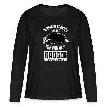 Ich bin ein Dachs - Frauen Premium Bio Langarmshirt - Schwarz - Vorne - Julia (174cm)