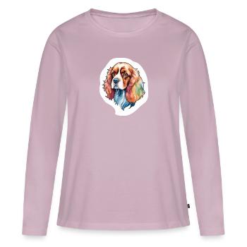 Cocker américain Épagneul Aquarelles - T-shirt manches longues Premium bio Femme - rose poudré - Devant - Julia (174cm)
