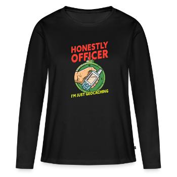 Honnêtement Officier Je suis Juste Geocaching Drôle - T-shirt manches longues Premium bio Femme - noir - Devant - Julia (174cm)