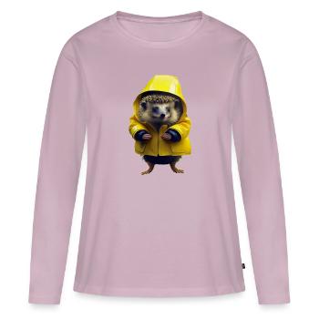 Is this bad weather, thinks the hedgehog - Women's Premium Organic Long Sleeve Shirt - dusky pink - Front - Julia (174cm)