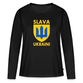 Ukraine - T-shirt manches longues Premium bio Femme - noir - Devant - Julia (174cm)