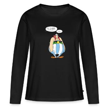 Asterix & Obelix - Obelix boudeur - T-shirt manches longues Premium bio Femme - noir - Devant - Julia (174cm)