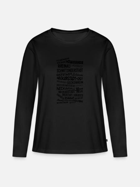 Mannheim Ortsteile - Frauen Premium Bio Langarmshirt - Schwarz
