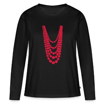 Collier de perles - T-shirt manches longues Premium bio Femme - noir - Devant - Julia (174cm)