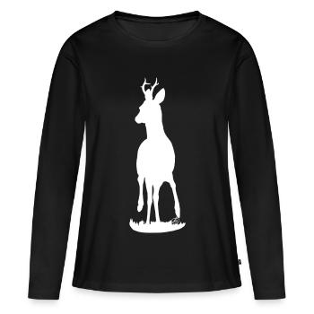 stolzer Rehbock (weiß) - Frauen Premium Bio Langarmshirt - Schwarz - Vorne - Julia (174cm)