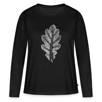 Feuille CHÊNE / feuille de chêne BLANC - T-shirt manches longues Premium bio Femme - noir - Devant - Julia (174cm)