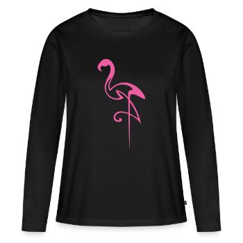 Flamingo - T-shirt manches longues Premium bio Femme - noir - Devant - Julia (174cm)