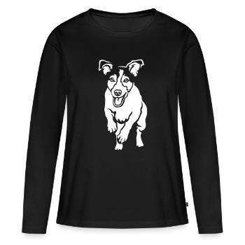 Jack Russell Terrier « Black Edition » - T-shirt manches longues Premium bio Femme - noir - Devant - Julia (174cm)