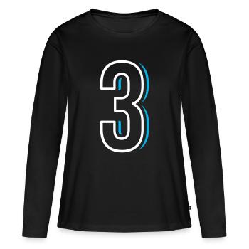 Numéro 3 - Trois - T-shirt manches longues Premium bio Femme - noir - Devant - Julia (174cm)