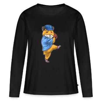 Hamster Baseball Gant de Baseball - T-shirt manches longues Premium bio Femme - noir - Devant - Julia (174cm)