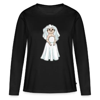 Suricate Voile de mariée Mariage - T-shirt manches longues Premium bio Femme - noir - Devant - Julia (174cm)