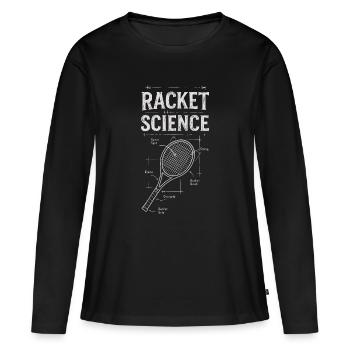 Racket Science - Tennis Racket fun Shirt - Frauen Premium Bio Langarmshirt - Schwarz - Vorne - Julia (174cm)