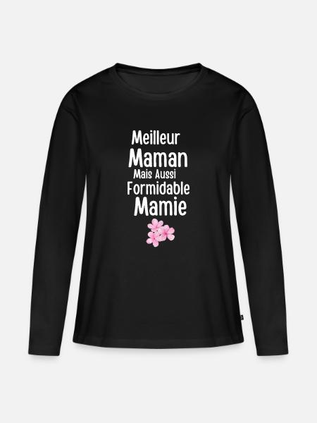 Beste erstaunliche Mutter und Oma - Frauen Premium Bio Langarmshirt - Schwarz