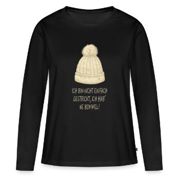 J’ai un pompon – Winter Humor Hat - T-shirt manches longues Premium bio Femme - noir - Devant - Julia (174cm)