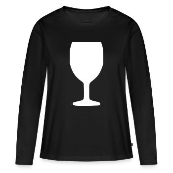 Vin, Vin, Verre de Vin, Vin Rouge - T-shirt manches longues Premium bio Femme - noir - Devant - Julia (174cm)