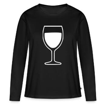 Vin, Vin, Verre de Vin, Vin Rouge - T-shirt manches longues Premium bio Femme - noir - Devant - Julia (174cm)