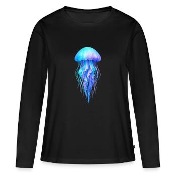 Esprit de la méduse bleue - T-shirt manches longues Premium bio Femme - noir - Devant - Julia (174cm)
