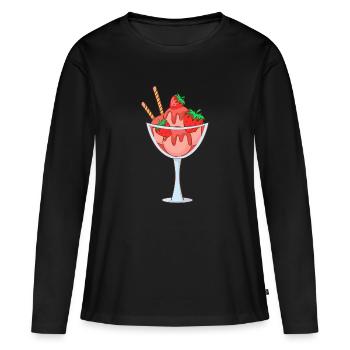 Crème glacée, crème glacée, crème glacée, crème glacée, boule, crème glacée, sundae - T-shirt manches longues Premium bio Femme - noir - Devant - Julia (174cm)