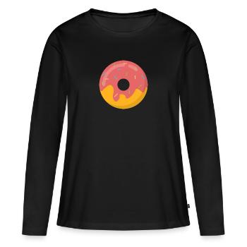 Donut, nourriture - T-shirt manches longues Premium bio Femme - noir - Devant - Julia (174cm)