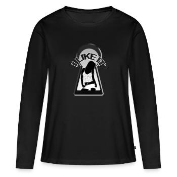 Ich mag es - Frauen Premium Bio Langarmshirt - Schwarz - Vorne - Julia (174cm)
