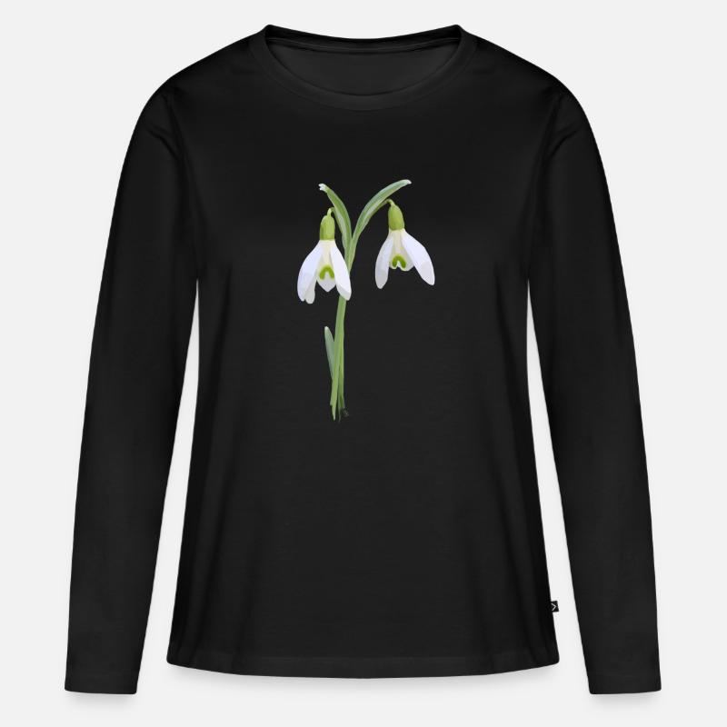 Schneeglöckchen - Frauen Premium Bio Langarmshirt - Schwarz