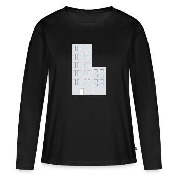 Hochhaus Wohnungen Stadt - Frauen Premium Bio Langarmshirt - Schwarz - Vorne - Julia (174cm)