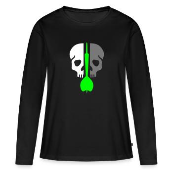 Geteilter Schädel und Dartpfeil - Frauen Premium Bio Langarmshirt - Schwarz - Vorne - Julia (174cm)