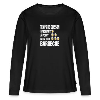temps de cuisson - T-shirt manches longues Premium bio Femme - noir - Devant - Julia (174cm)