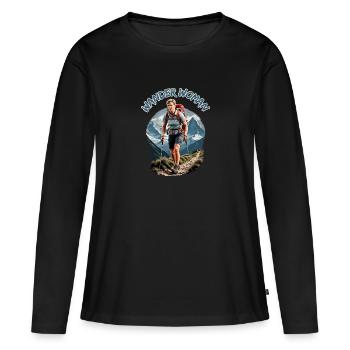 Wander Woman - Randonnée Alpinisme Femme - T-shirt manches longues Premium bio Femme - noir - Devant - Julia (174cm)