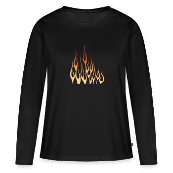 feu flamme flame 29052 C - T-shirt manches longues Premium bio Femme - noir - Devant - Julia (174cm)