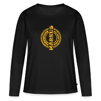 Perfektion Markus - Frauen Premium Bio Langarmshirt - Schwarz - Vorne - Julia (174cm)