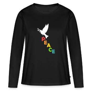 Colombe de la Paix - Paix - Paix du Monde - Pacifiste - T-shirt manches longues Premium bio Femme - noir - Devant - Julia (174cm)
