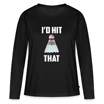 Badminton drôle drôle - T-shirt manches longues Premium bio Femme - noir - Devant - Julia (174cm)