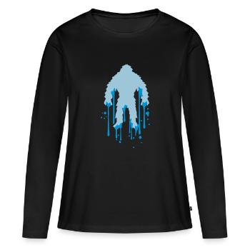 glace humide fondre graffiti gouttes timbre - T-shirt manches longues Premium bio Femme - noir - Devant - Julia (174cm)