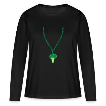 collier brocoli bijoux sain vitamines - T-shirt manches longues Premium bio Femme - noir - Devant - Julia (174cm)