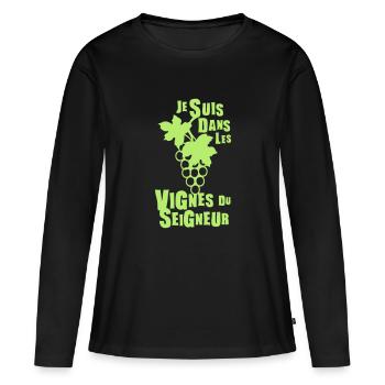 dans les vignes du seigneur expression - T-shirt manches longues Premium bio Femme - noir - Devant - Julia (174cm)