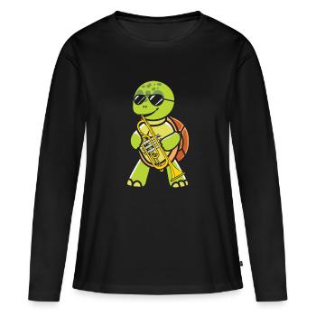 Drôle de tortue de mer Tortue de mer Eau de mer - T-shirt manches longues Premium bio Femme - noir - Devant - Julia (174cm)