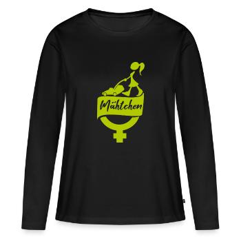 Mähtchen Garten Rasenmähen - Frauen Premium Bio Langarmshirt - Schwarz - Vorne - Julia (174cm)