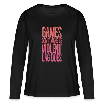 Les jeux ne nous rendent pas violents, le décalage si. - T-shirt manches longues Premium bio Femme - noir - Devant - Julia (174cm)