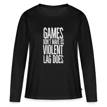 Les jeux ne nous rendent pas violents, le décalage si. - T-shirt manches longues Premium bio Femme - noir - Devant - Julia (174cm)