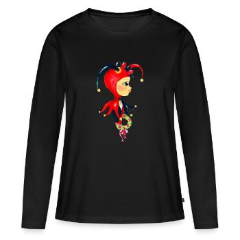 FOOL - Women's Premium Organic Long Sleeve Shirt - black - Front - Julia (174cm)