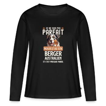 Berger australien chien doux - T-shirt manches longues Premium bio Femme - noir - Devant - Julia (174cm)