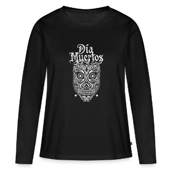 DIA MUERTOS - T-shirt manches longues Premium bio Femme - noir - Devant - Julia (174cm)