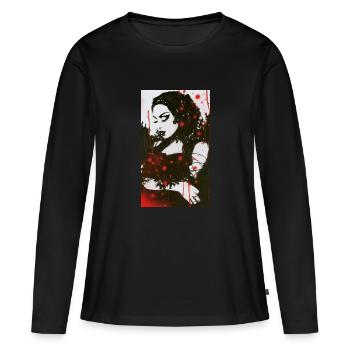 Mona Lisa omikly pop art graffiti stencil thought - Women's Premium Organic Long Sleeve Shirt - black - Front - Julia (174cm)