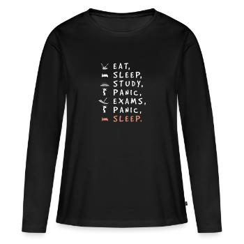 Student - Frauen Premium Bio Langarmshirt - Schwarz - Vorne - Julia (174cm)