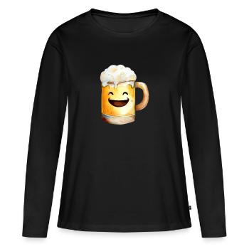Une pinte de bière porte-bonheur - T-shirt manches longues Premium bio Femme - noir - Devant - Julia (174cm)