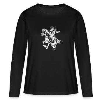 Cowboy Brave Drawing - Women's Premium Organic Long Sleeve Shirt - black - Front - Julia (174cm)