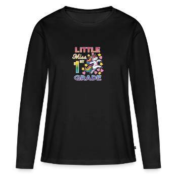 Little Miss 1st Grade Unicorn - Women's Premium Organic Long Sleeve Shirt - black - Front - Julia (174cm)